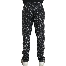 Black Horseshoe Print Silk Pants