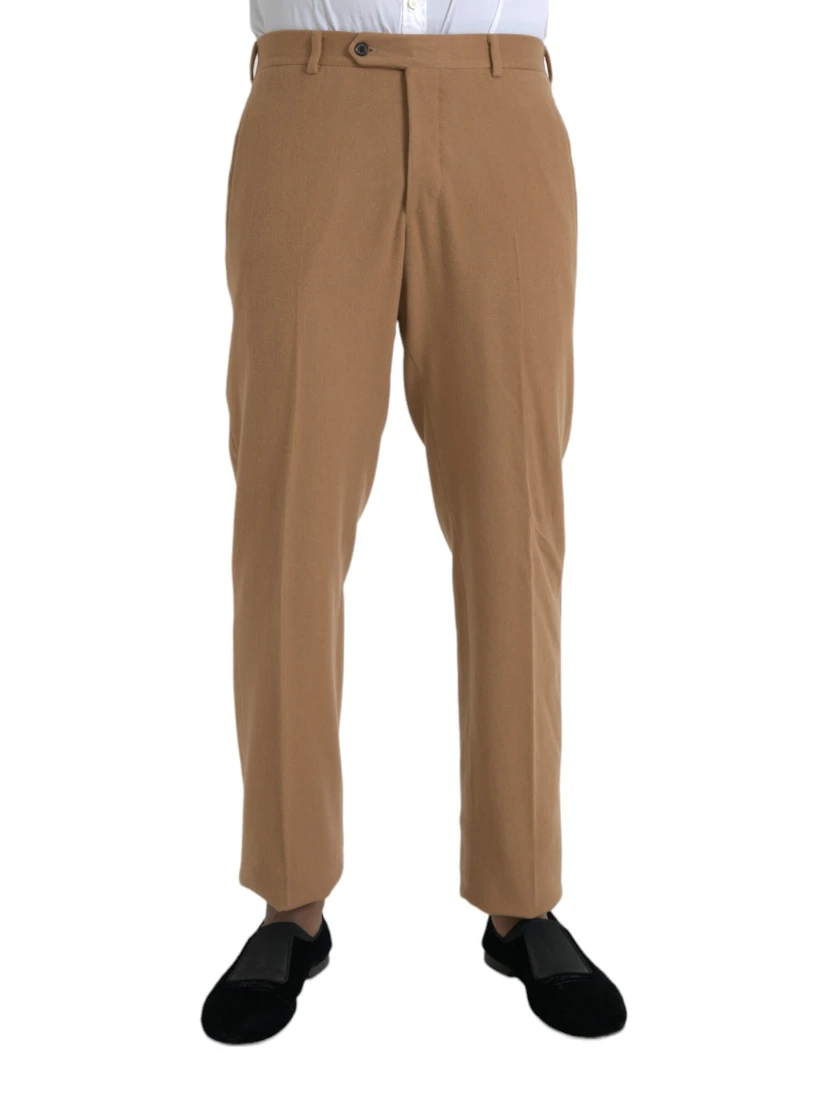 Beige Cashmere Men Straight Fit Dress Pants
