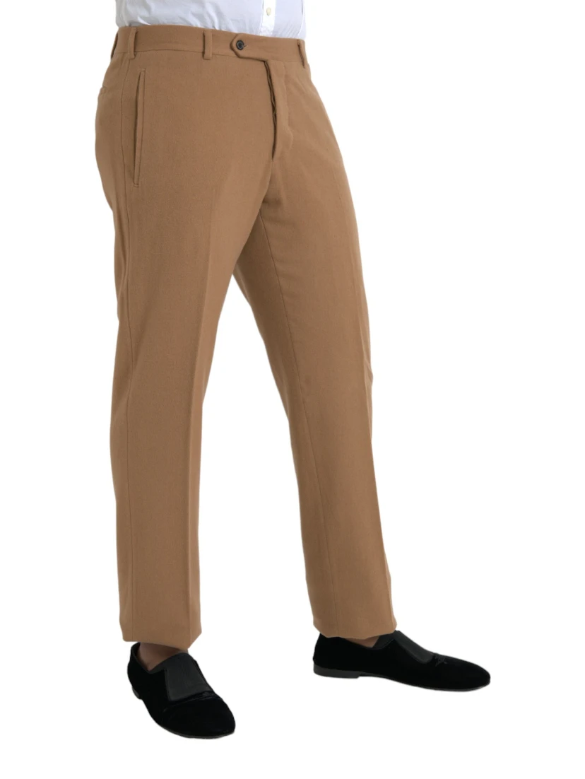 Beige Cashmere Men Straight Fit Dress Pants