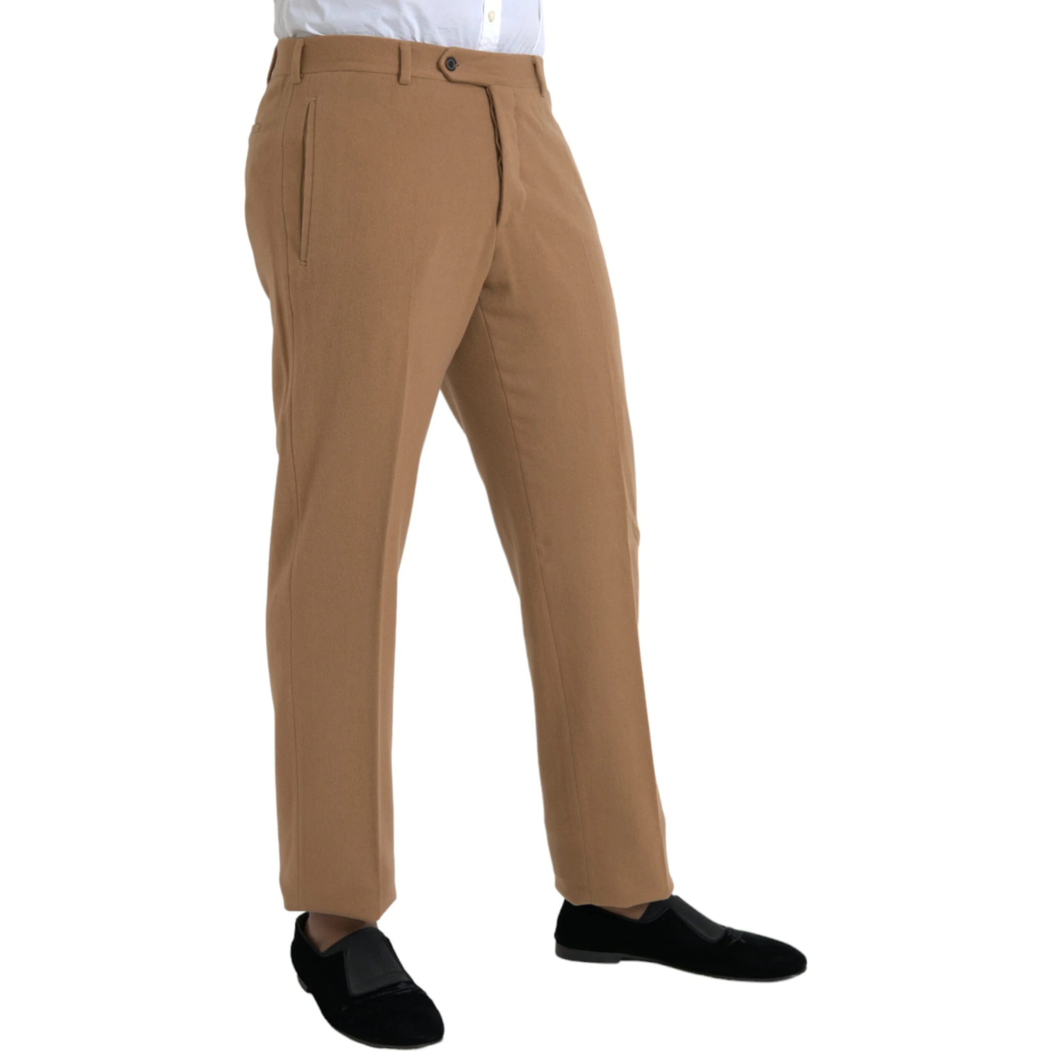 Beige Cashmere Men Straight Fit Dress Pants