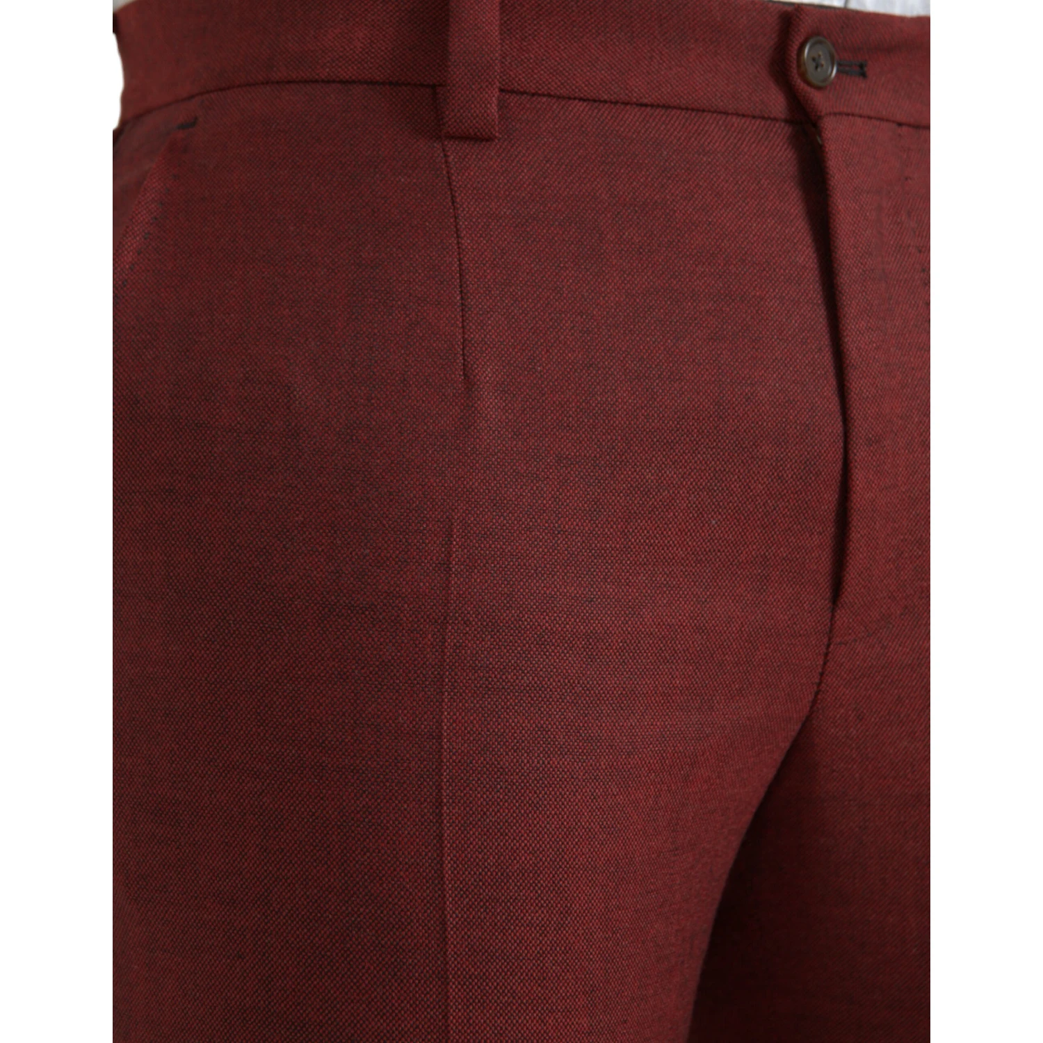 Maroon Wool Men Skinny Dress Pants