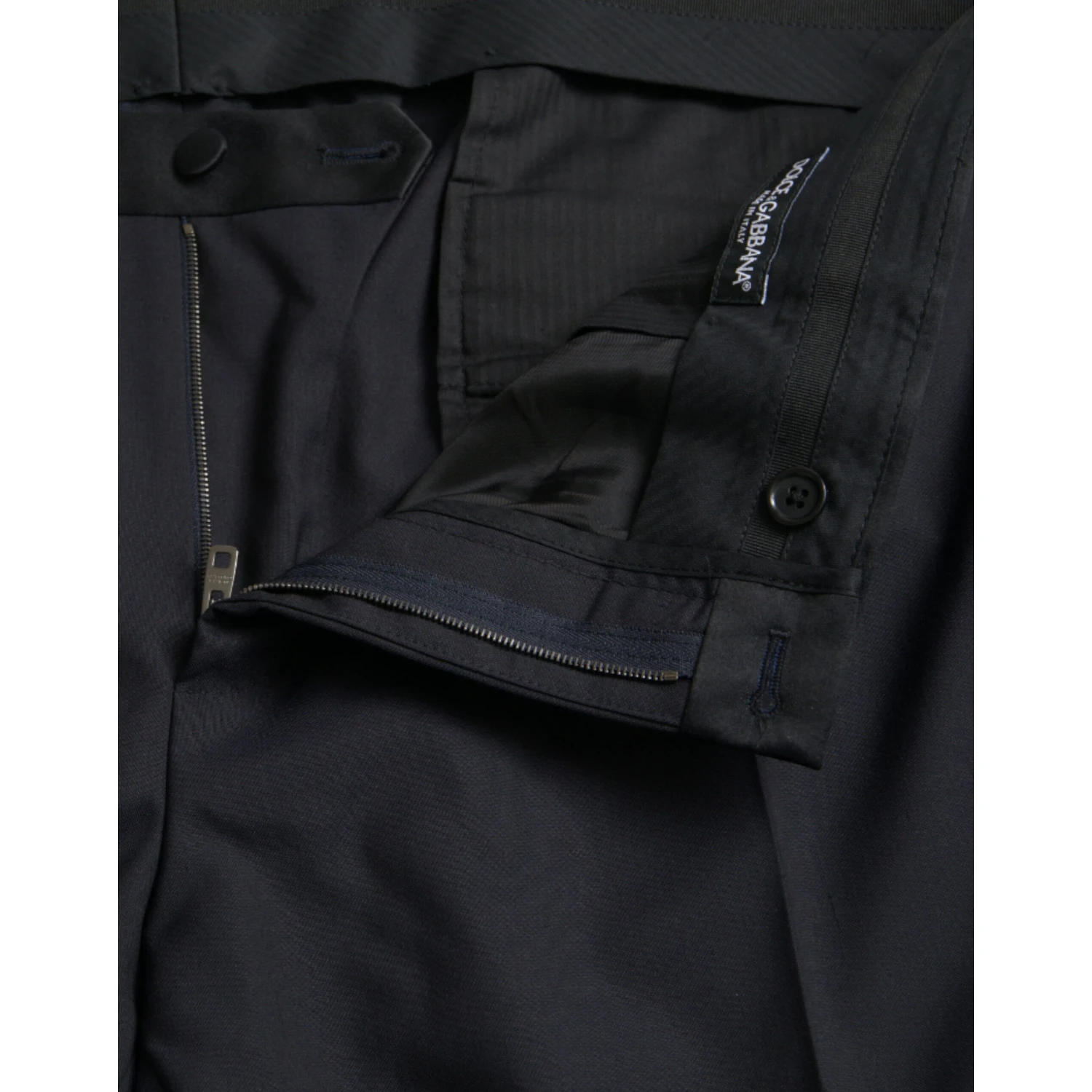 Blue Wool Men Skinny Dress Pants