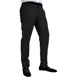 Black Silk Men Skinny Dress Pants