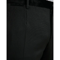 Black Silk Men Skinny Dress Pants