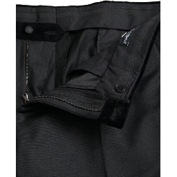 Black Silk Men Skinny Dress Pants