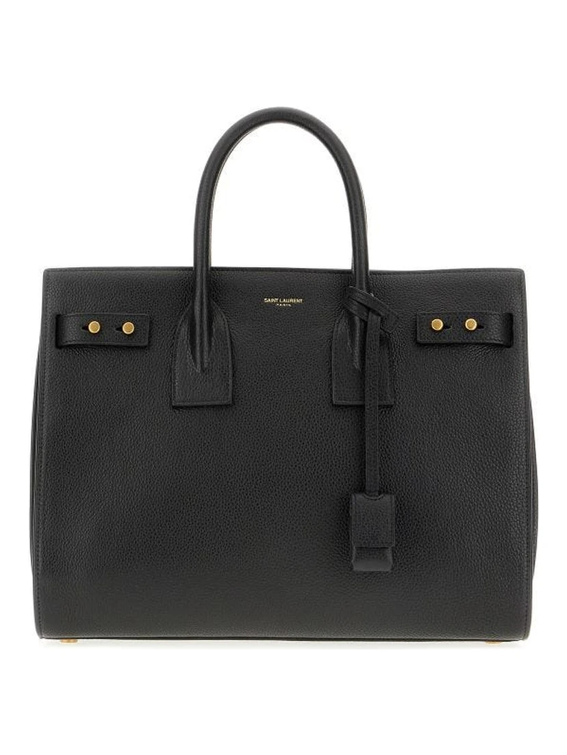 Black Calf Leather Sac De Jour Handbag