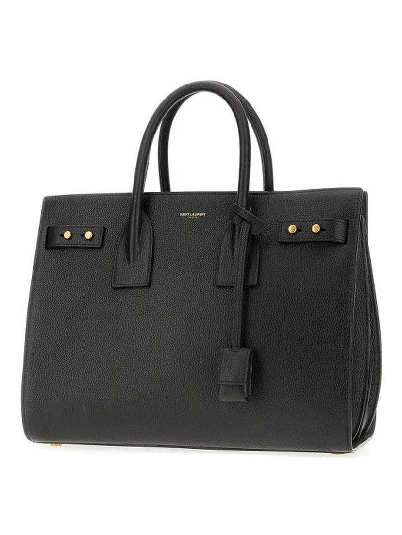 Black Calf Leather Sac De Jour Handbag