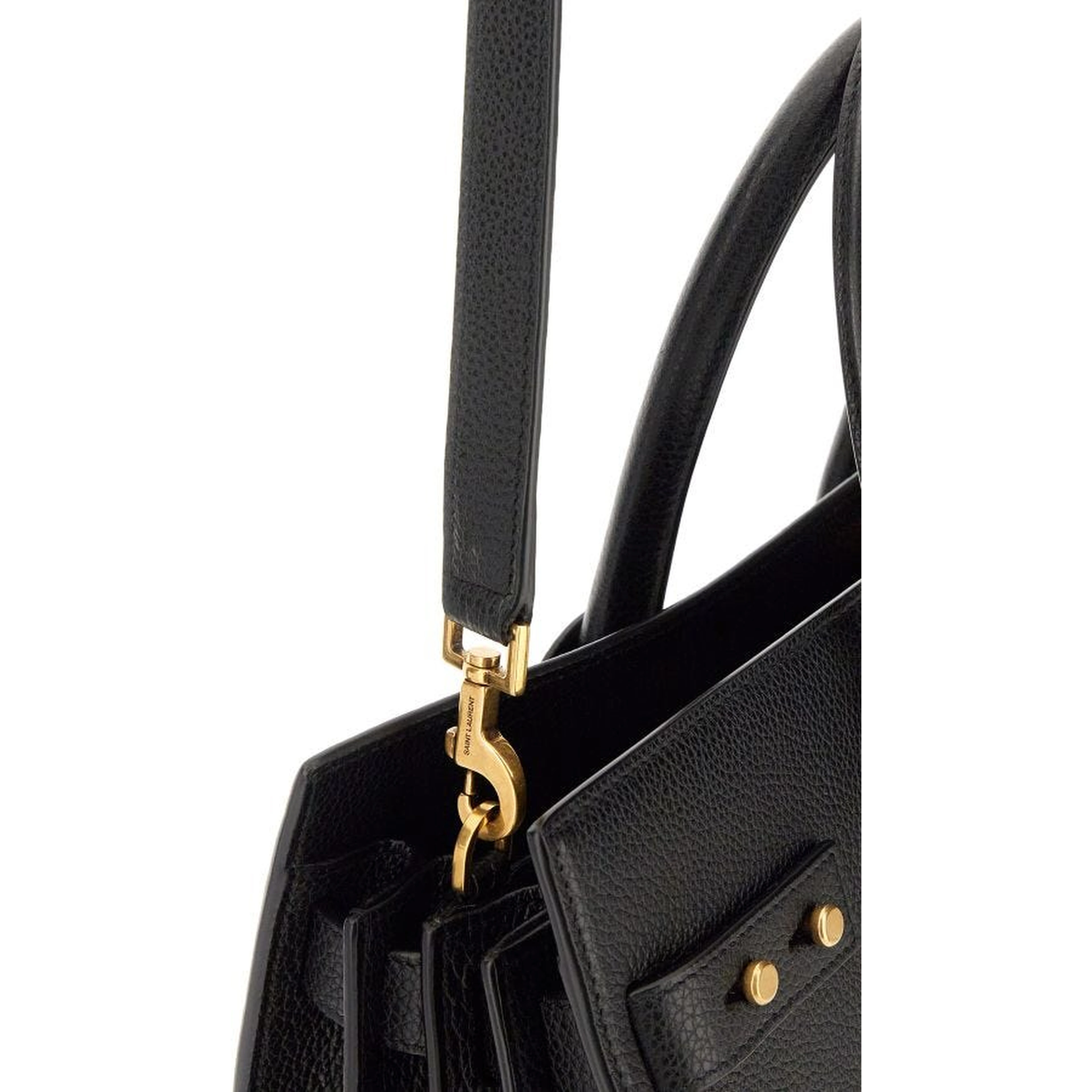 Black Calf Leather Sac De Jour Handbag