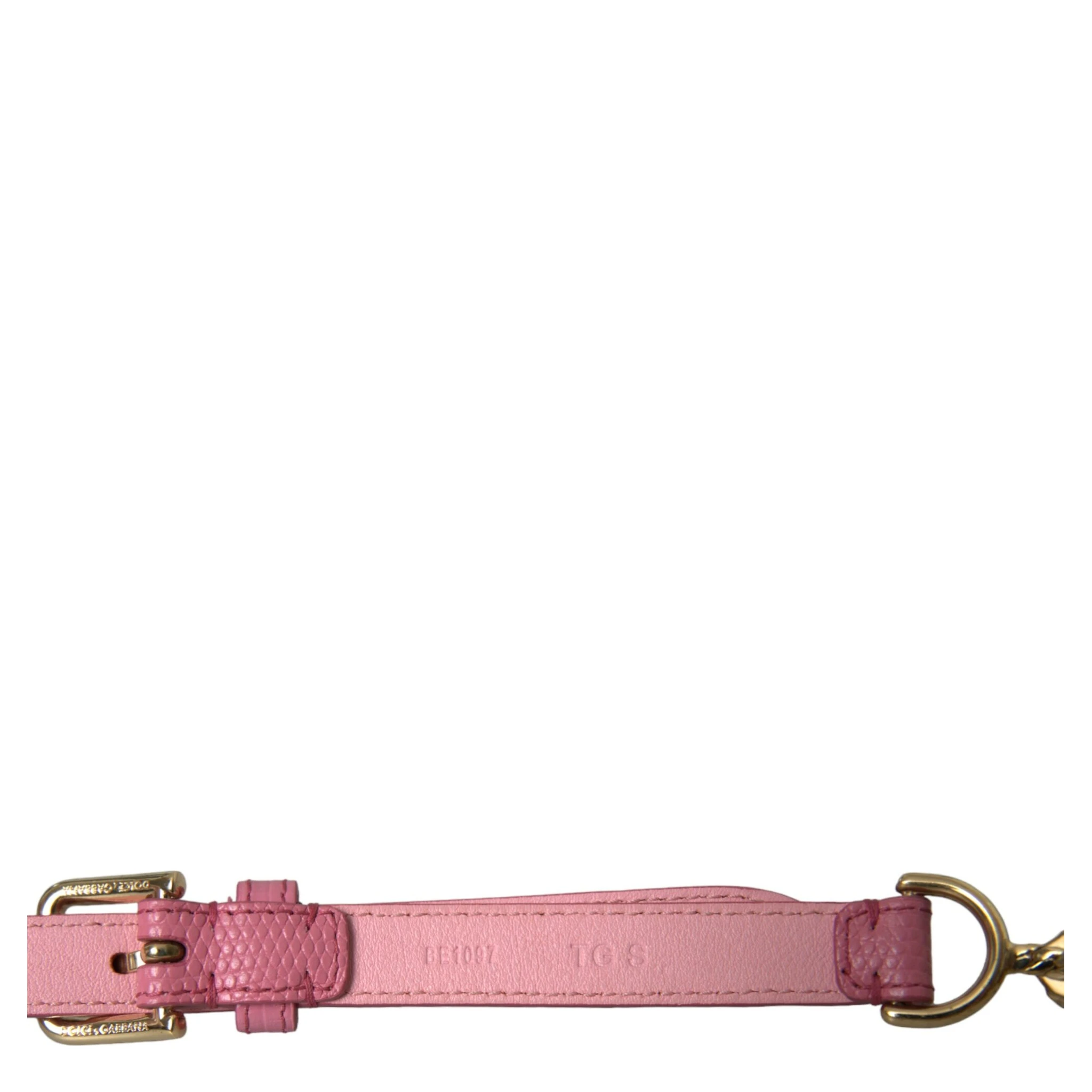 Pink Leather Crystal Chain Embellished Belt