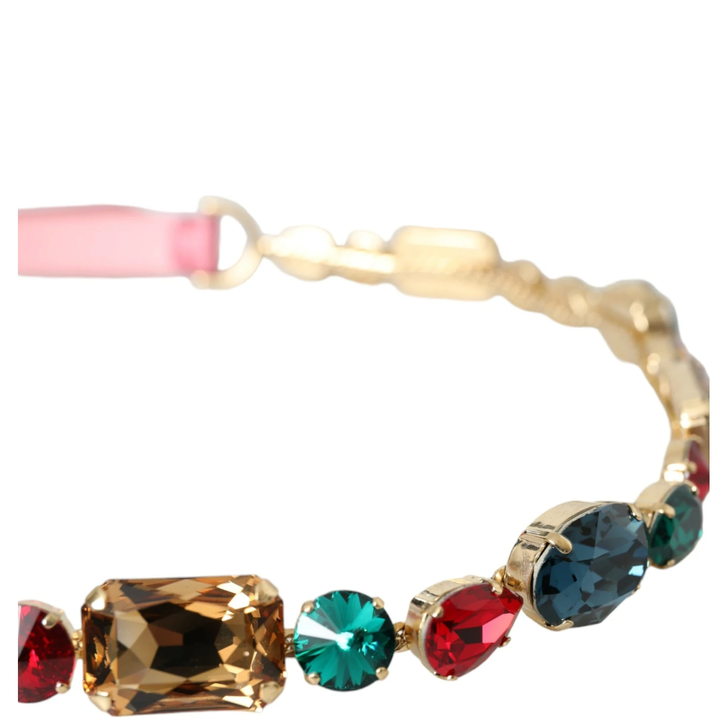 Pink Leather Crystal Chain Embellished Belt