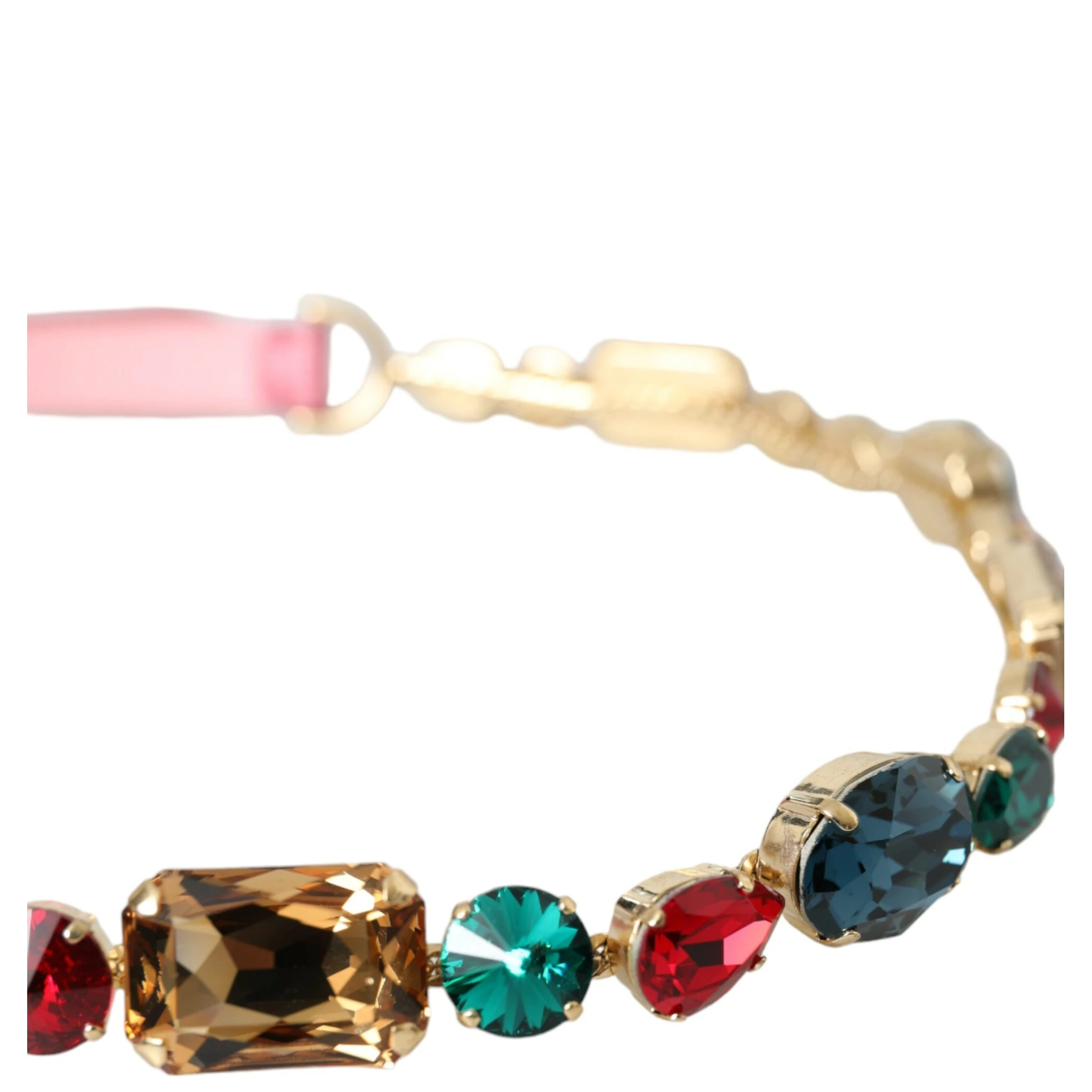 Pink Leather Crystal Chain Embellished Belt