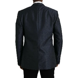 Blue Wool GOLD Single Breasted Coat Blazer