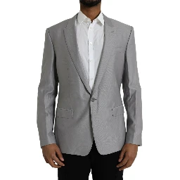 Gray Wool Peak Single Breasted Coat Blazer