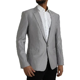 Gray Wool Peak Single Breasted Coat Blazer