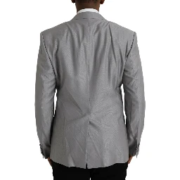 Gray Wool Peak Single Breasted Coat Blazer