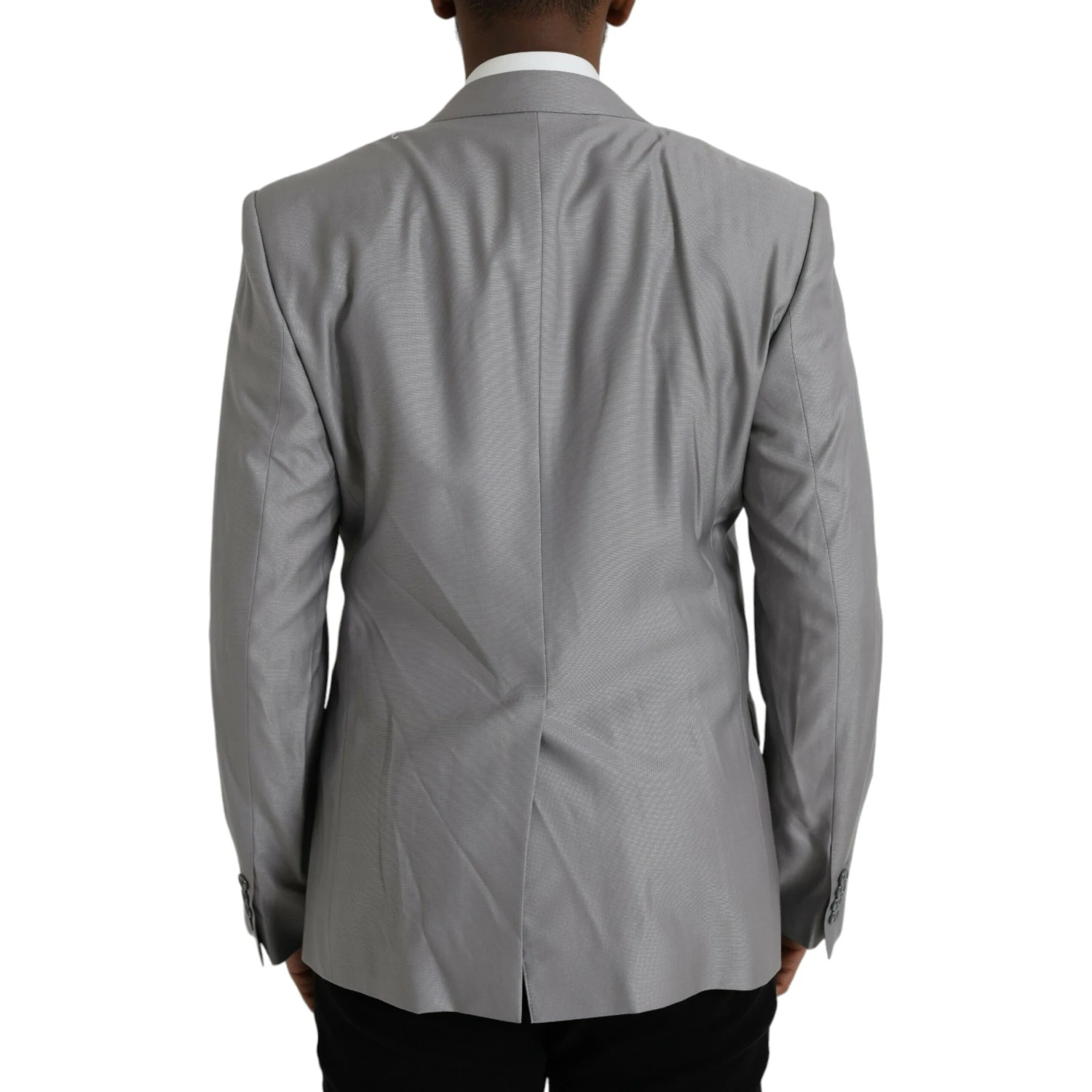 Gray Wool Peak Single Breasted Coat Blazer