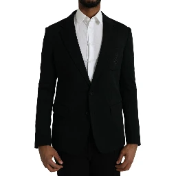 Black Wool Notch Single Breasted Coat Blazer