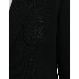 Black Wool Notch Single Breasted Coat Blazer