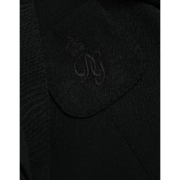 Black Wool Notch Single Breasted Coat Blazer