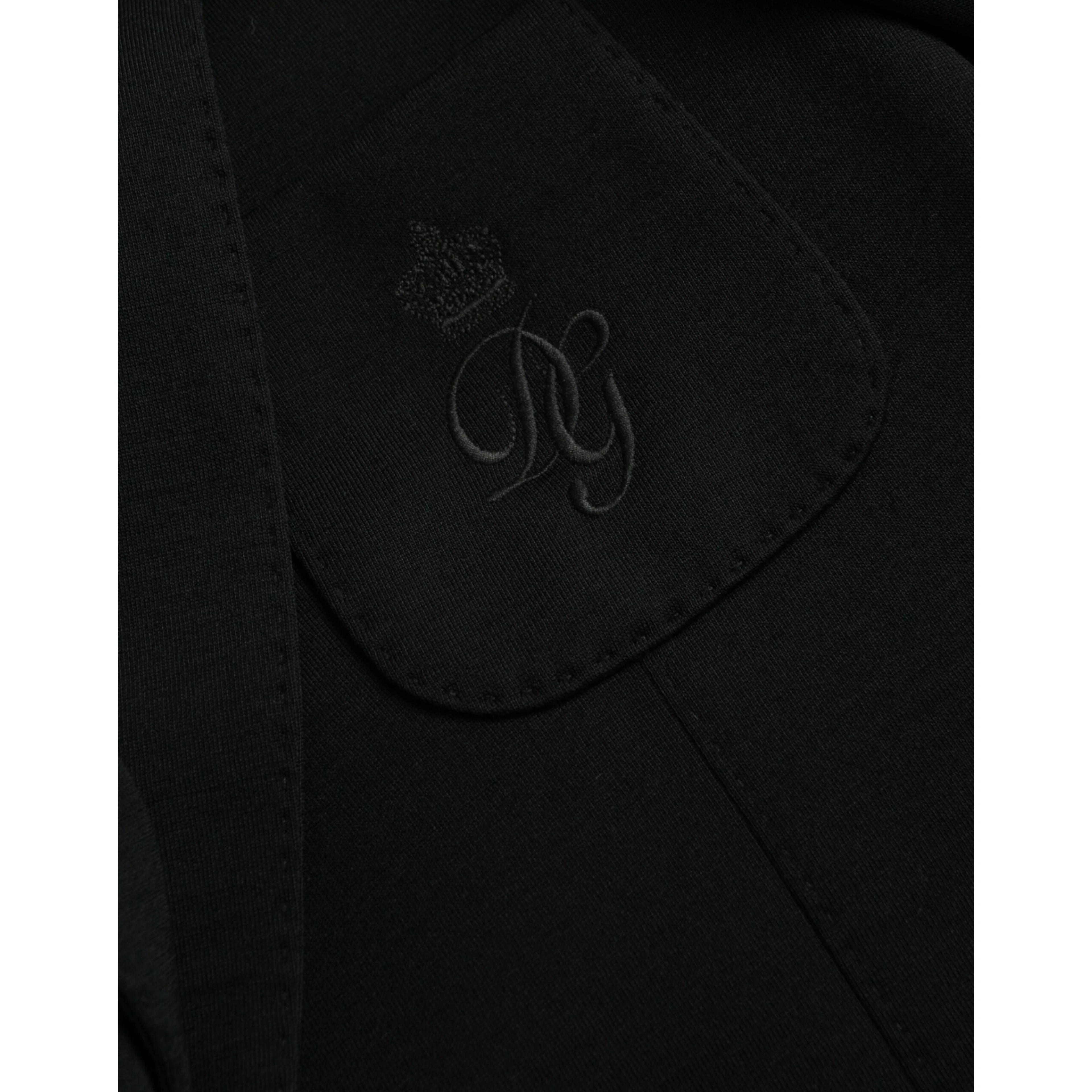 Black Wool Notch Single Breasted Coat Blazer