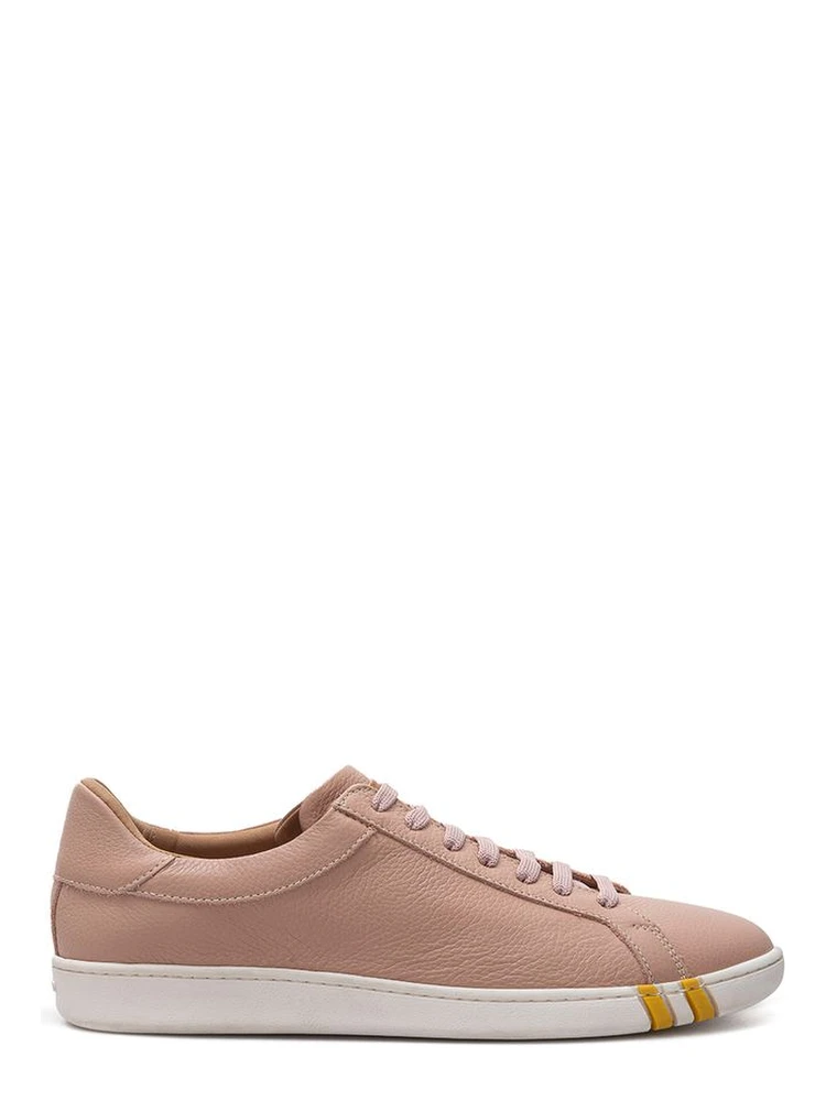 Pink Fabric And Leather Low Top Sneakers