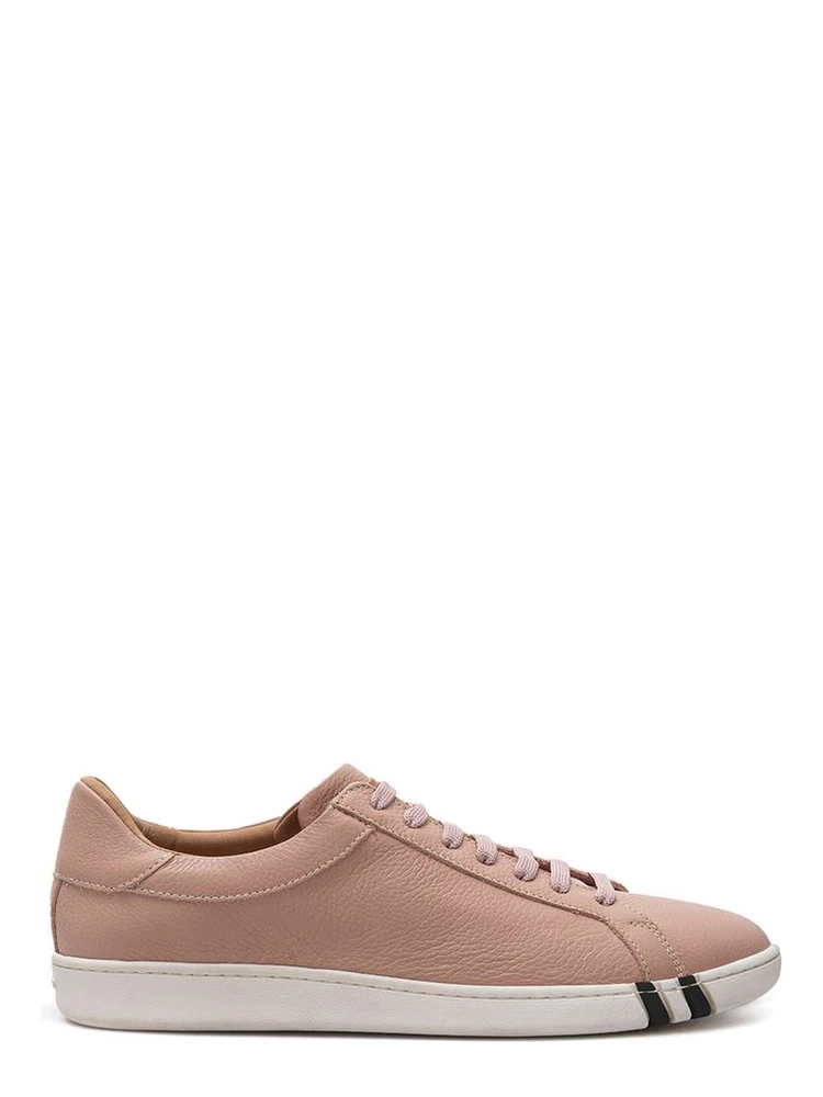 Pink Leather Low Top Sneakers