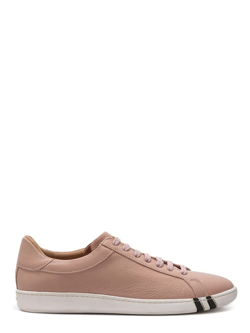 Pink Leather Low Top Sneakers