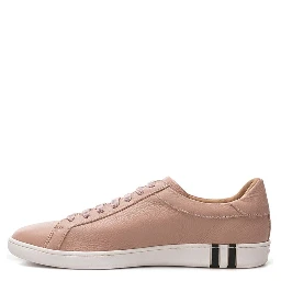 Pink Leather Low Top Sneakers