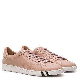 Pink Leather Low Top Sneakers