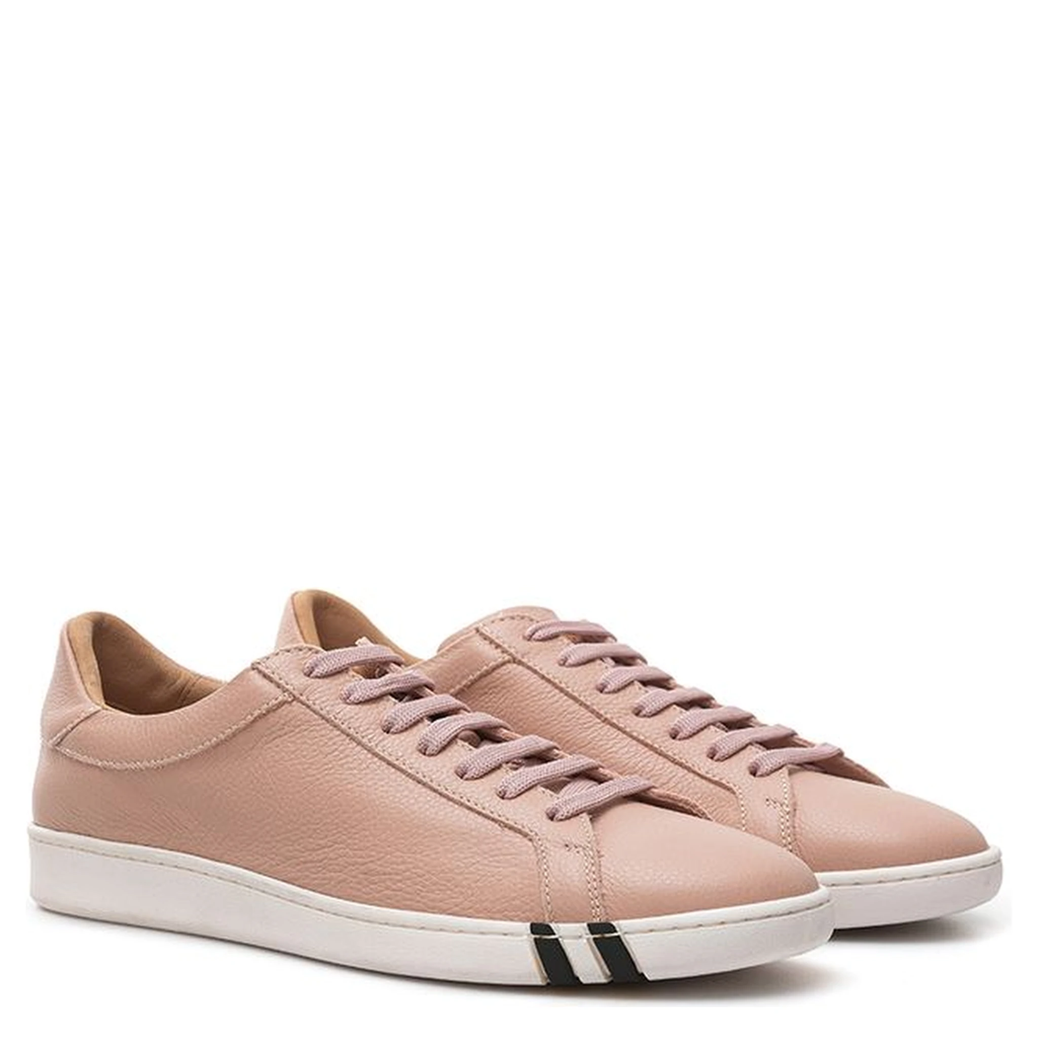 Pink Leather Low Top Sneakers