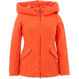 Orange Polyester Full-Length Jacket