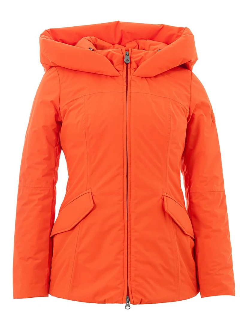 Orange Polyester Full-Length Jacket