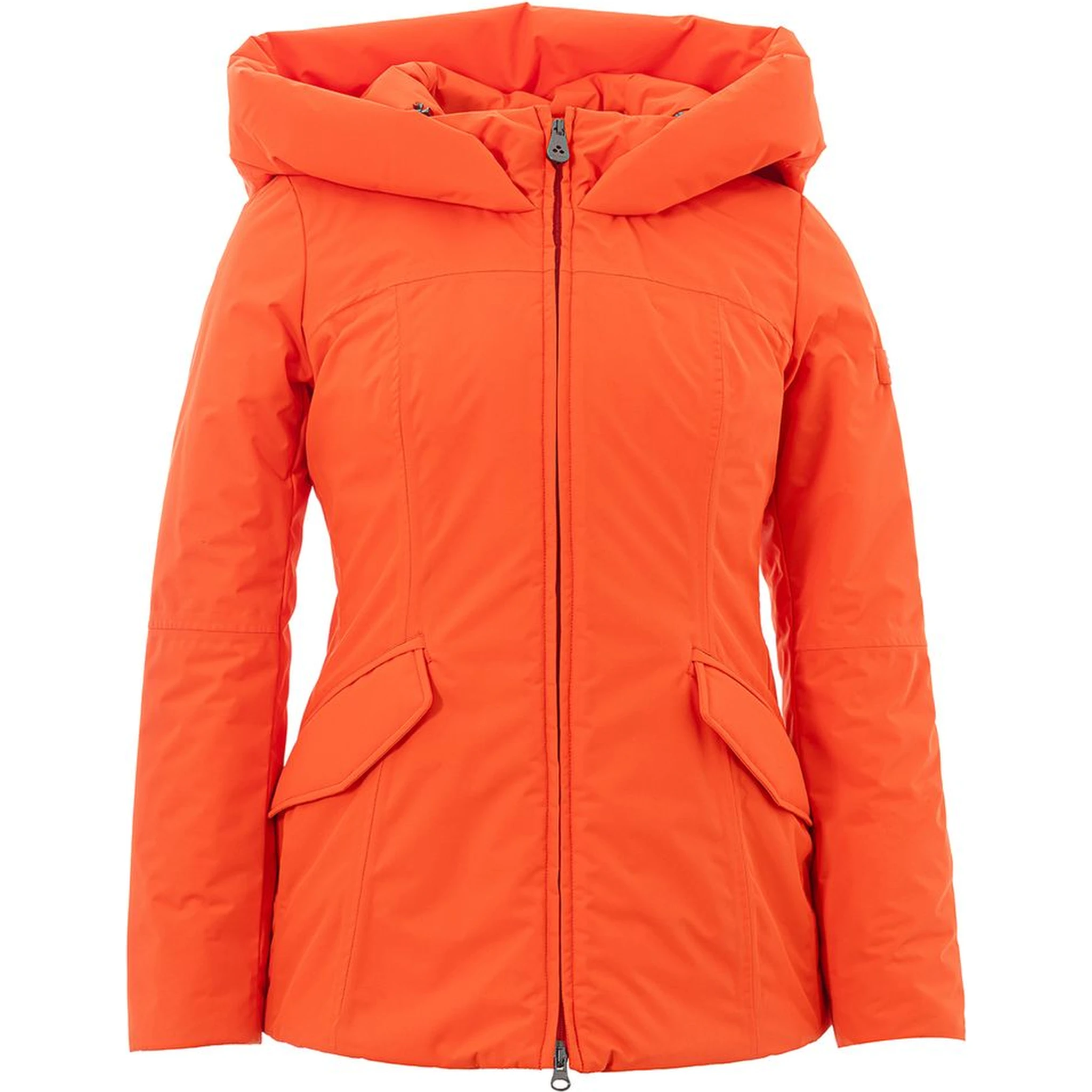 Orange Polyester Full-Length Jacket