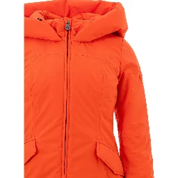 Orange Polyester Full-Length Jacket