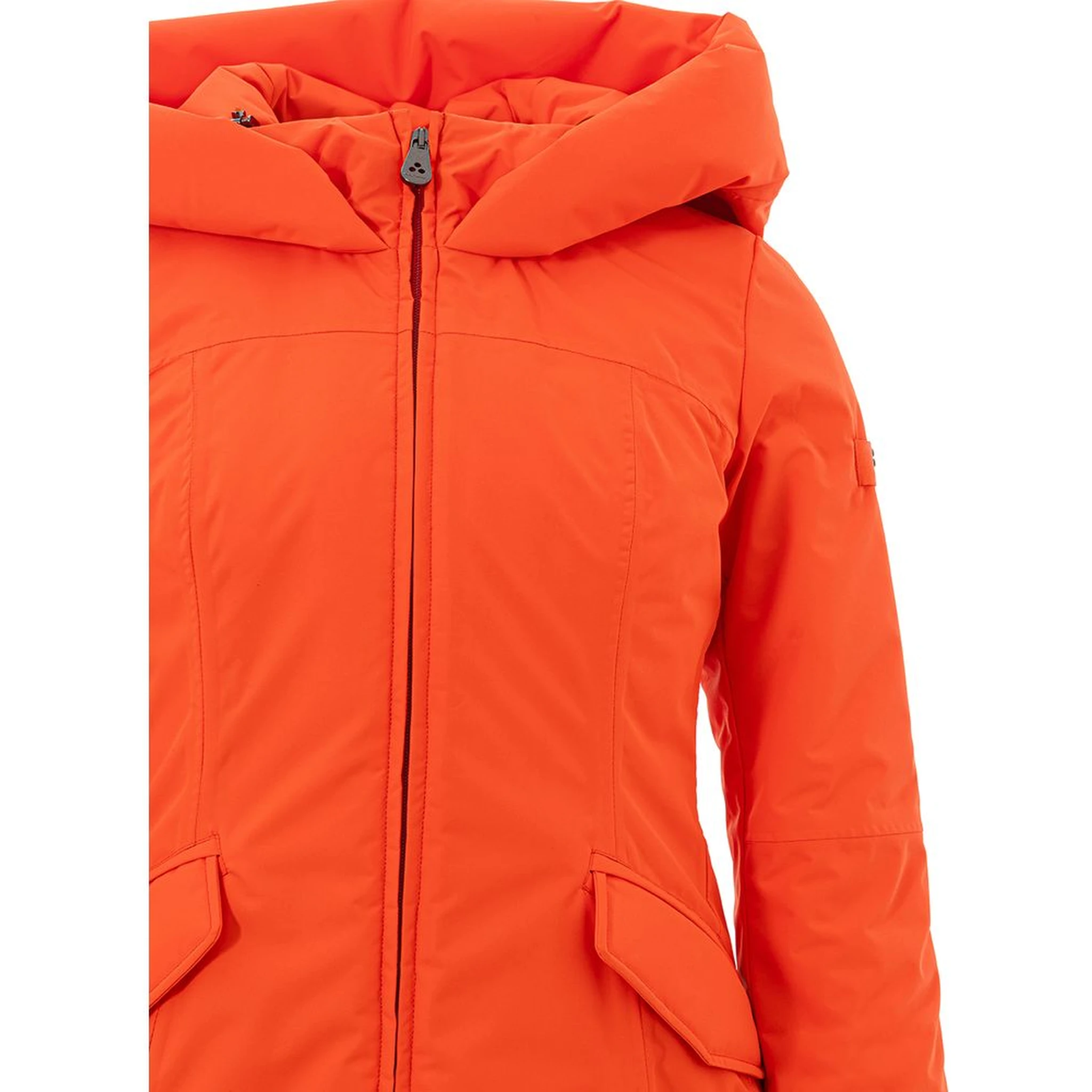 Orange Polyester Full-Length Jacket