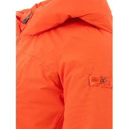 Orange Polyester Full-Length Jacket