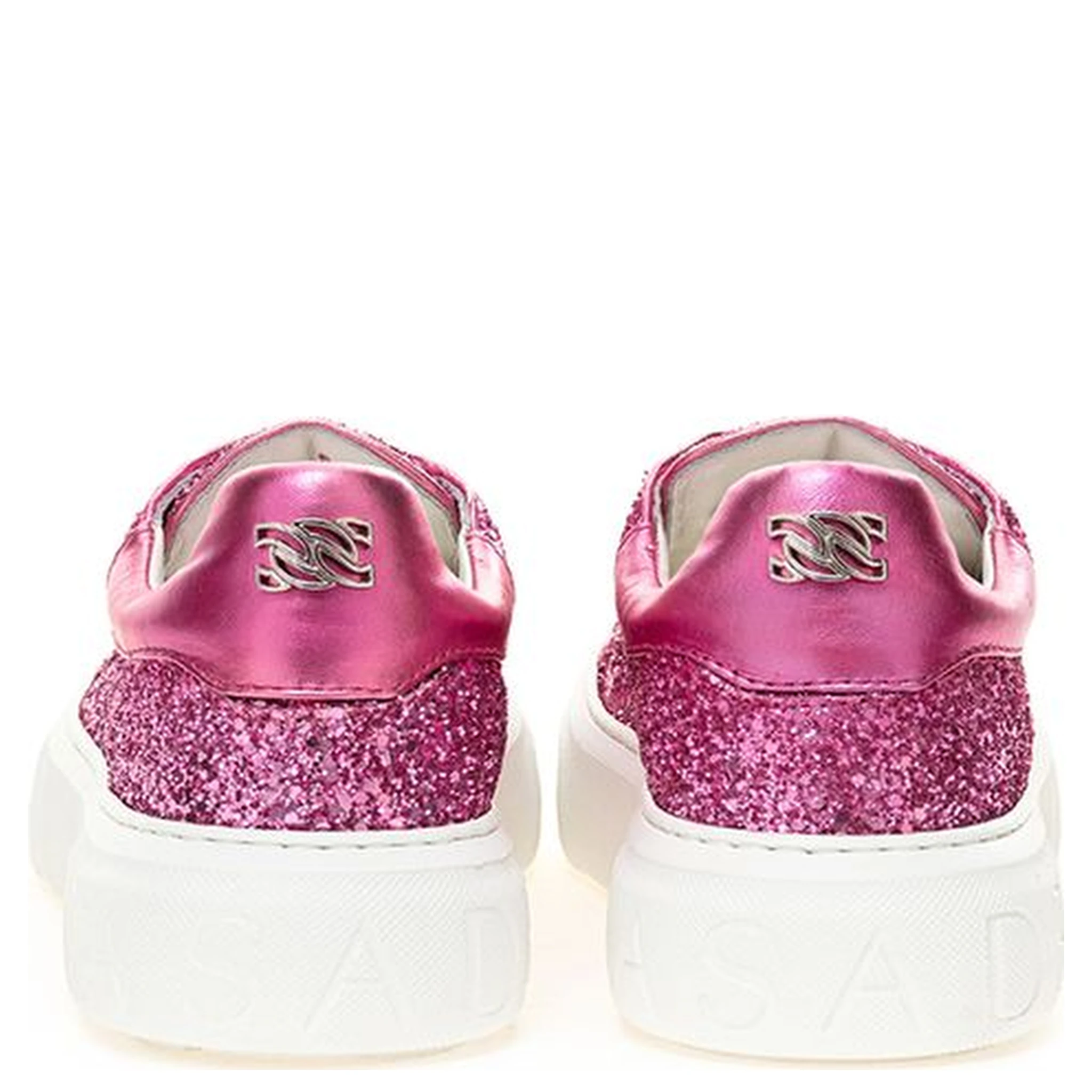 Fuchsia Fabric And Leather Low Top Sneakers