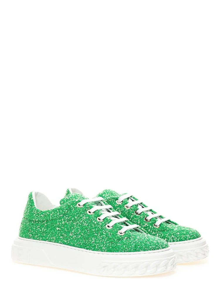 Green Fabric And Leather Athletic Sneakers alternative