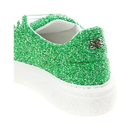 Green Fabric And Leather Athletic Sneakers