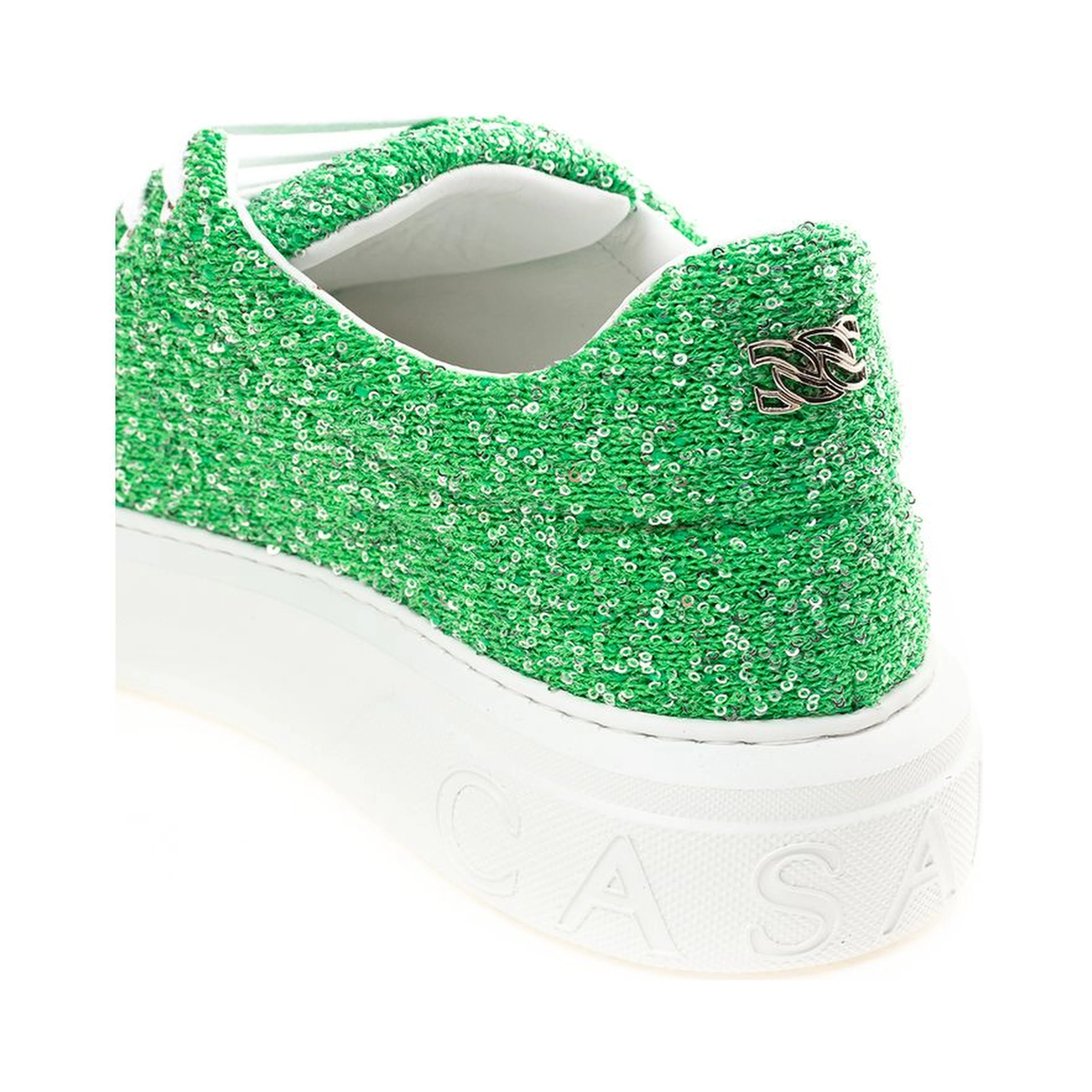Green Fabric And Leather Athletic Sneakers
