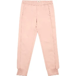 Pink Polyester Casual Pants