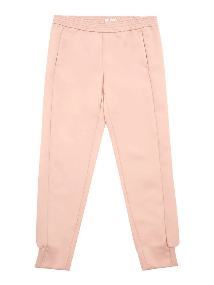 Pink Polyester Casual Pants