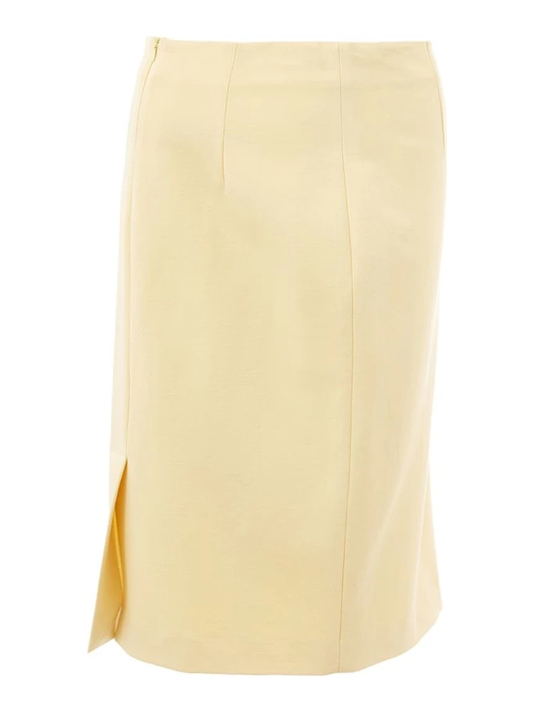 Yellow Viscose Midi Skirt