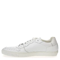White Leather Low Top Sneakers