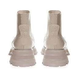 Beige Leather Chelsea Boots