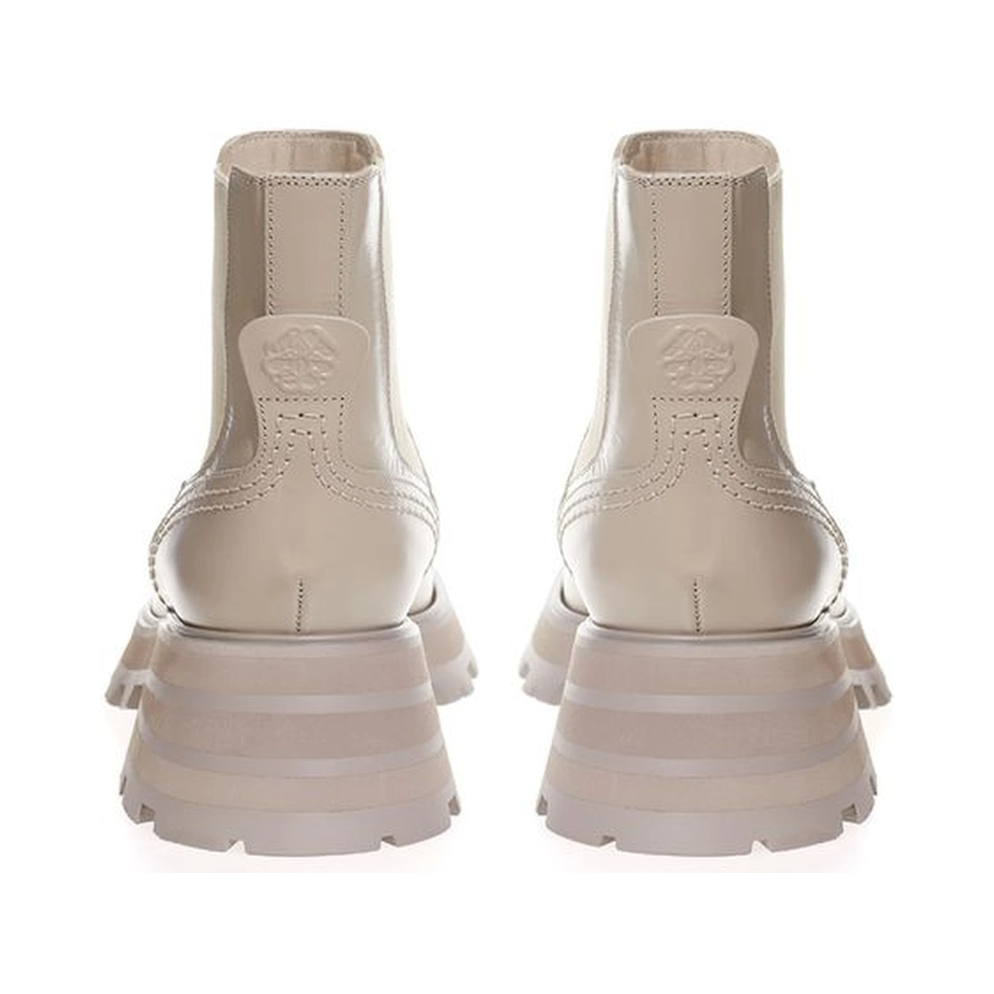 Beige Leather Chelsea Boots