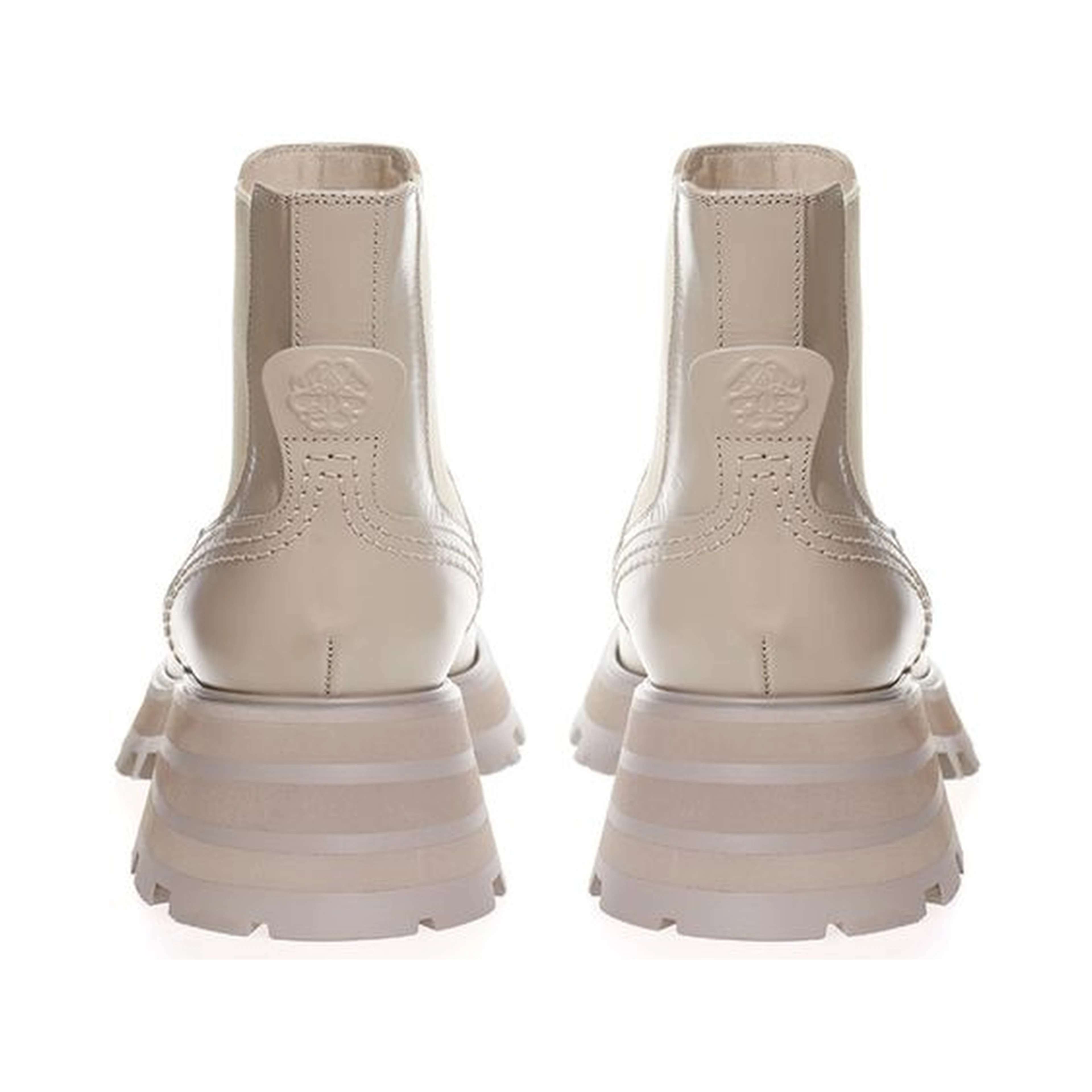 Beige Leather Chelsea Boots