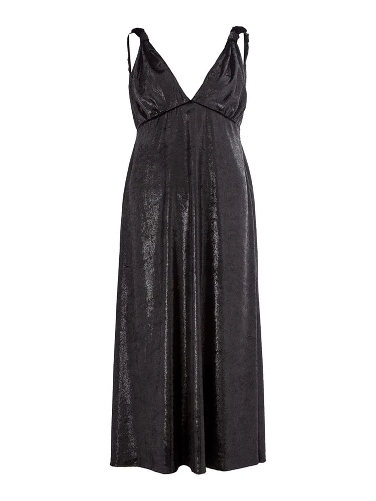Black polyester cocktail women's dress.