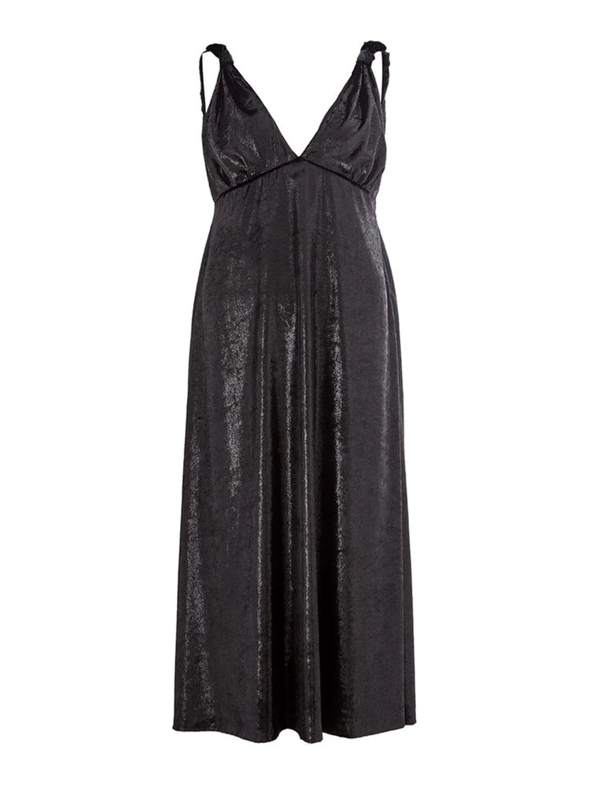 Black polyester cocktail women's dress.