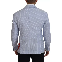 Blue Striped Single Breasted Formal Coat Blazer